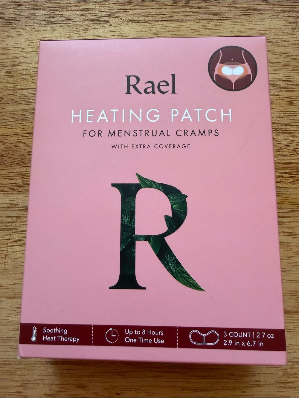 Rael Heating Patch 3 Count for Menstrual Cramps with Extra Coverage